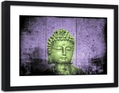 Foto in frame , Groen Hoofd van Boeddha , 120x80cm , Multikleur, Premium print