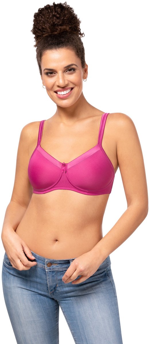 Amoena Prothese Bh Voorgevormd Zonder Beugel Lara Satin SB magenta - maat EU 80D / FR Roze