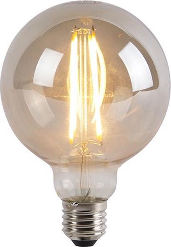 organiseren Ontvanger wortel LUEDD E27 3-staps dimbare LED lamp G95 smoke glas 5W 380 lm 2200K | bol.com