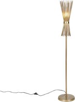 QAZQA broom - Landelijke Vloerlamp | Staande Lamp - 1 lichts - H 140 cm - Goud/messing -  Woonkamer | Slaapkamer