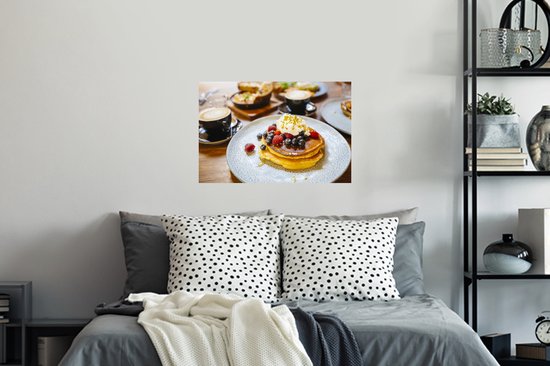 Sticker Muursticker Petit Déjeuner - Détente Petit Déjeuner avec crêpes - 60x40 cm - Film adhésif autocollant - Sticker mural repositionnable