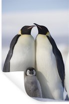 Muurstickers - Sticker Folie - Pinguïn - Gezin - Sneeuw - 40x60 cm - Plakfolie - Muurstickers Kinderkamer - Zelfklevend Behang - Zelfklevend behangpapier - Stickerfolie