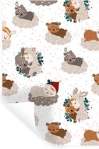 Stickers muraux - Motif - Animaux - Dormir - 40x60 cm - Film adhésif