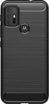 Shop4 - Motorola Moto G10 Hoesje - Zachte Back Case Brushed Carbon Zwart