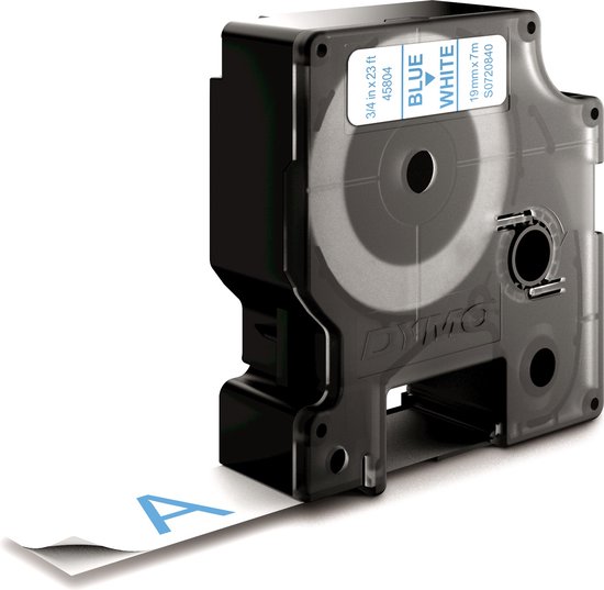 DYMO originele D1 labels | Blauwe Tekst op Wit Label | 19 mm x 7 m | zelfklevende etiketten voor de LabelManager labelprinter | gemaakt in Europa