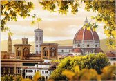 Uitkijk op de Dom van Florence in de herfst - Foto op Forex - 120 x 90 cm
