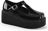 Creeper-214 with T-strap and buckle patent black - (EU 38 = US 8) - Demonia