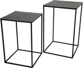 Lux - bijzettafel - vierkant - zwart - aluminium -45x45x70 - set van 2