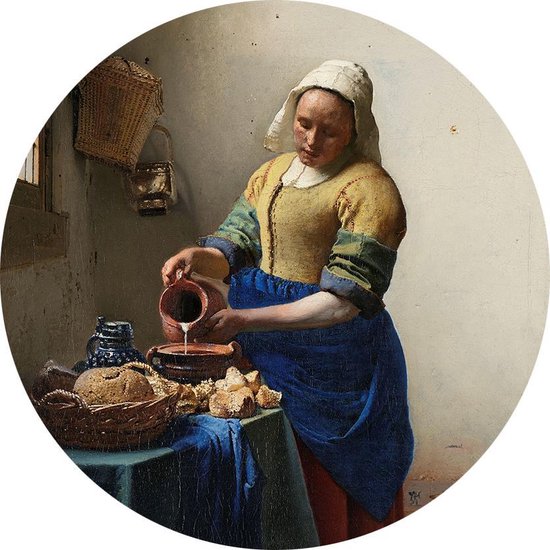 The Milkmaid, Johannes Vermeer - Photo sur papier peint Circle - ⌀ 40 cm