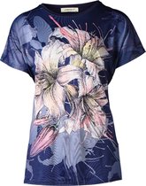 Dames shirt  met bloem marine | Maat XL/2XL