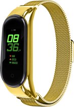 Milanees Smartwatch bandje - Geschikt voor Xiaomi Mi Band 6 Milanese band - goud - Strap-it Horlogeband / Polsband / Armband