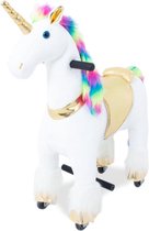 Kijana Unicorn Rijdend Paard – Eenhoorn Hobbelfiguur met Wielen - 54cm Zit Hoogte - Stabiel & Veilig - Klein - Stuurbare handvaten - Regenboog