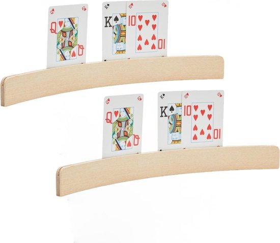 Afbeelding van het spel 4x stuks Speelkaarthouders - hout - 34,4 x 5,2 x 3,7 cm - kaarthouders