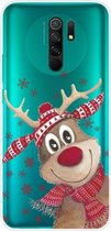 Voor Xiaomi Redmi 9 Christmas-serie Transparante TPU-beschermhoes (Smiley Deer)