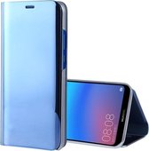 Voor Huawei P20 Lite Galvaniserende Spiegel Horizontale Flip Leren Case met Houder (Blauw)