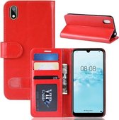 R64 Texture Single Fold Horizontale Flip Leather Case voor Huawei Y5 2019, met houder & kaartsleuven & portemonnee (rood)