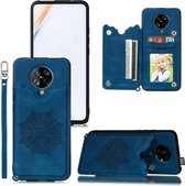 Voor Xiaomi Redmi K30 Pro Mandala reliëf PU + TPU-hoesje met houder & kaartsleuven & fotolijst & riem (blauw)