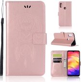 Windgong Uil Embossing Patroon Horizontale Flip Leren Case met Houder & Kaartsleuven & Portemonnee Voor Xiaomi Redmi Note 7 (Rose Goud)