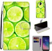 Voor Samsung Galaxy A6 2018 Gekleurde Tekening Cross Textuur Horizontale Flip PU Lederen Case met Houder & Kaartsleuven & Portemonnee & Lanyard (Lime)