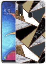 Voor Samsung Galaxy A20e Marble Shockproof TPU beschermhoes (Rhombus Golden Yellow)