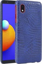 Voor Samsung Galaxy A01 Core Shockproof Crocodile Texture PC + PU Case (Blauw)