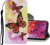Voor Samsung Galaxy S20 FE 5G / S20 Lite Gekleurde tekening patroon Horizontale Flip PU lederen tas met houder & kaartsleuven & portemonnee & lanyard (Chrysanthemum Butterfly)