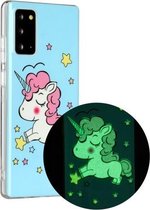 Voor Samsung Galaxy Note20 Lichtgevende TPU zachte beschermhoes (Star Unicorn)