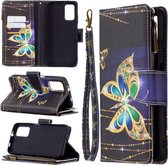 Voor Xiaomi Poco M3 Gekleurde Tekening Patroon Rits Horizontale Flip Lederen Case met Houder & Kaartsleuven & Portemonnee (Grote Vlinder)