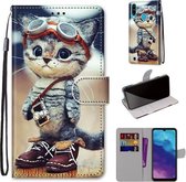 Voor ZTE Blade A7 2020 Gekleurde Tekening Cross Textuur Horizontale Flip PU Lederen Case met Houder & Kaartsleuven & Portemonnee & Lanyard (Lederen Schoenen Kat)