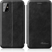 Voor Samsung Galaxy A41 Geïntegreerde spanning Retro textuur Magnetische TPU + PU lederen tas met kaartsleuf en houder (zwart)