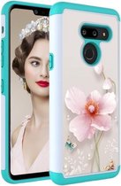 Gekleurd tekenpatroon PC + TPU beschermhoes voor LG G8 ThinQ (Pearl Flower)