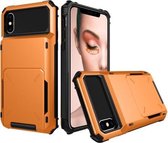 Schokbestendige TPU + pc-beschermhoes voor iPhone X / XS, met kaartsleuf (oranje)