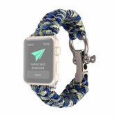 Voor Apple Watch Series 5 & 4 44mm / 3 & 2 & 1 42mm Paraplukoord Nylon gevlochten riem (blauwgroen)