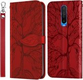 Voor Xiaomi Redmi K30 Life of Tree Embossing Pattern Horizontale Flip lederen tas met houder & kaartsleuf & portemonnee & fotolijst & lanyard (rood)