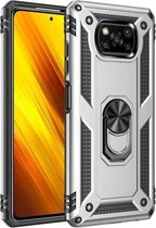 Voor Geschikt voor Xiaomi Poco X3 NFC schokbestendige TPU + pc-beschermhoes met 360 graden roterende houder (zilver)