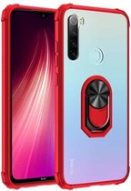 Voor Xiaomi Redmi Note 8 schokbestendig transparant TPU + acryl beschermhoes met ringhouder (rood)