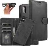 Voor iPhone XS / X KLT888-2 Retro 2 in 1 afneembare magnetische horizontale flip TPU + PU lederen tas met houder & kaartsleuven & fotolijst & portemonnee (zwart)