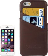Voor iPhone 6 Litchi Texture Leather Back Cover Case met kaartsleuven en mode-logo (koffie)