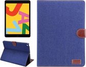 Dibase voor iPad 10.2 inch horizontale flip denim lederen tas, met houder & kaartsleuven & portemonnee & slaap- / wekfunctie (blauw)