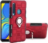 Voor Galaxy A9 (2018) 2 in 1 kubus pc + TPU beschermhoes met 360 graden draaien zilveren ringhouder (rood)