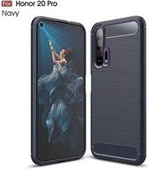 TPU-hoesje van koolstofvezel met geborstelde textuur voor Huawei Honor 20 Pro (marineblauw)