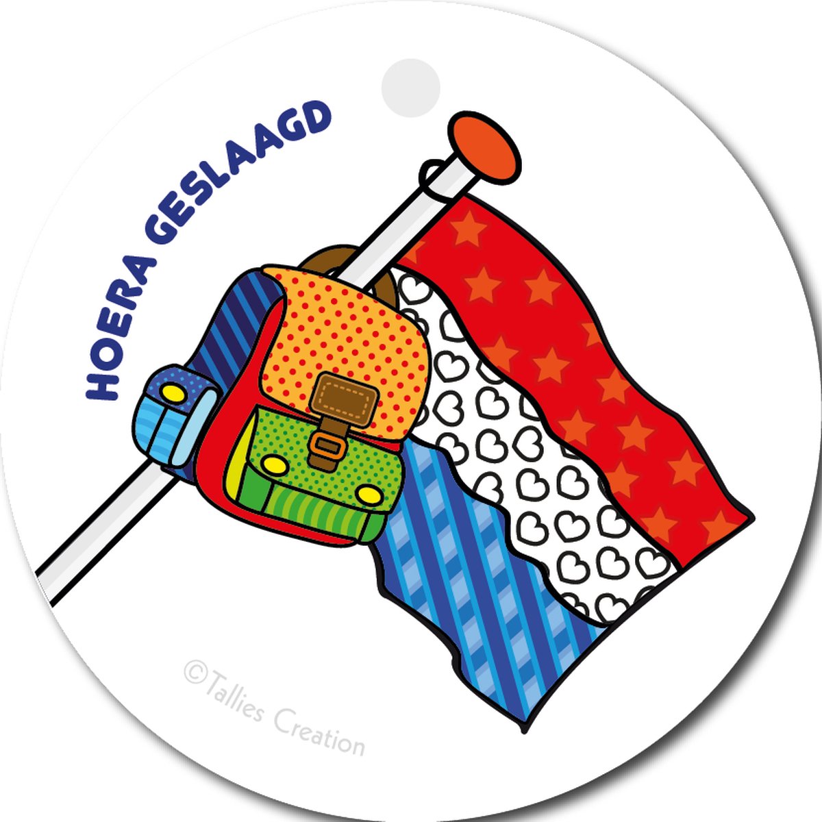 Tallies Cards - kadokaartjes - bloemenkaartjes - Hoera geslaagd vlag - Popart - set van 5 kaarten - geslaagd - diploma - zwemdiploma - rijbewijs - 100% Duurzaam