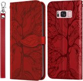 Voor Samsung Galaxy S8 + Life of Tree Embossing Pattern Horizontale Flip lederen tas met houder & kaartsleuf & portemonnee & fotolijst & lanyard (rood)