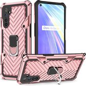 Voor OPPO Realme 6 Cool Armor PC + TPU schokbestendig hoesje met 360 graden rotatie ringhouder (roségoud)