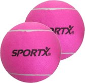 2x stuks grote roze tennisballen Sportx 22 cm - Buitenspeelgoed - Speelgoed voor kinderen