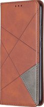 Xiaomi Redmi 9 Hoesje - Mobigear - Rhombus Slim Serie - Kunstlederen Bookcase - Bruin - Hoesje Geschikt Voor Xiaomi Redmi 9