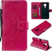 Voor Huawei Mate 30 Lite Totem Bloem Reliëf Horizontale Flip TPU + PU lederen tas met houder & kaartsleuven & portemonnee (rood)