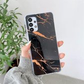 Voor Samsung Galaxy A32 5G gekleurd glazuur marmer TPU + pc beschermhoes (zwart)