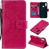 Voor Huawei Y6 (2019) Totem Bloem Reliëf Horizontale Flip TPU + PU lederen tas met houder & kaartsleuven & portemonnee (rood)