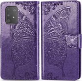 Voor Galaxy S10 Lite / A91 / M80s Butterfly Love Flowers Embossing Horizontale Flip lederen hoes met houder & kaartsleuven & portemonnee & lanyard (donkerpaars)